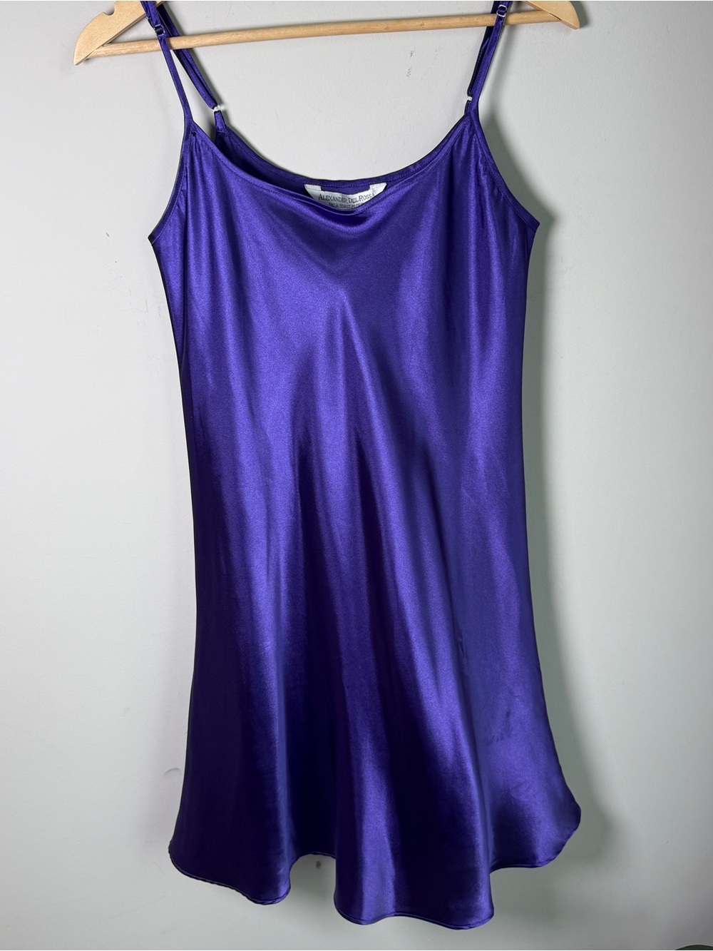 Alexander Del Rossa Purple Satin Mini Slip Dress Y2K Coquette Fairycore L